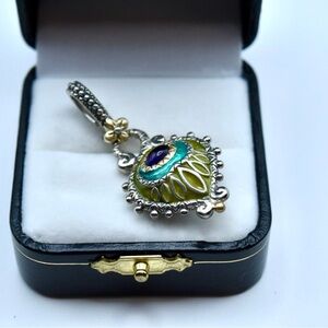 Barbara Bixby Gemstone Peacock Feather Pendant